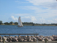 Udsigt til Hjarn� fra yderste havnebro